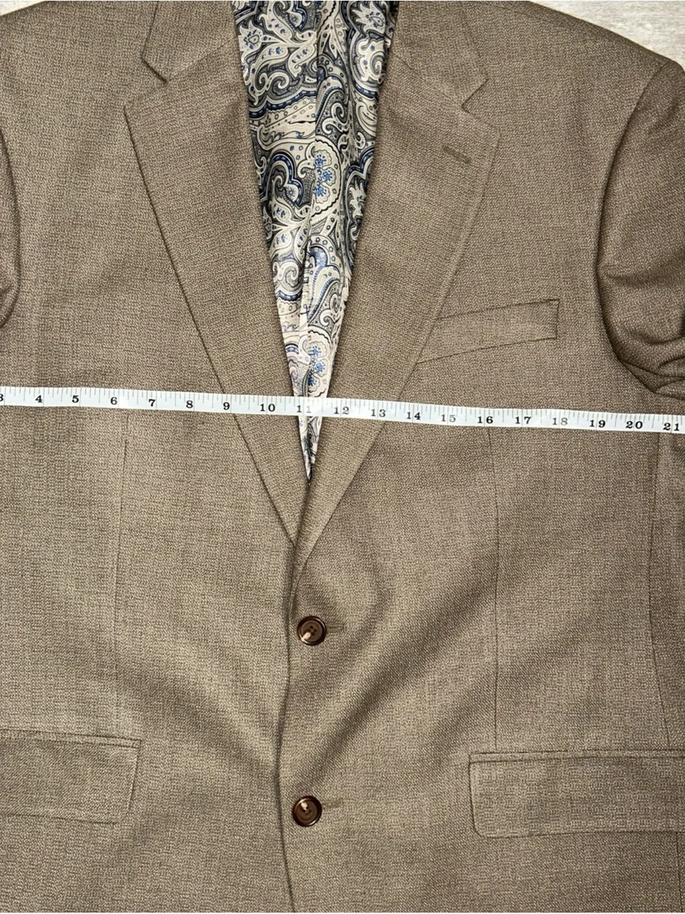 Lauren Ralph Lauren Men’s 42R Taupe Blazer Sportcoat Paisley Lined Jacket